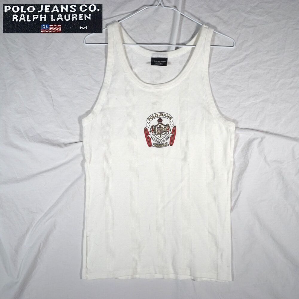 Polo Jeans Co. Tank Top White Hawaii Logo Graphic Men's Medium